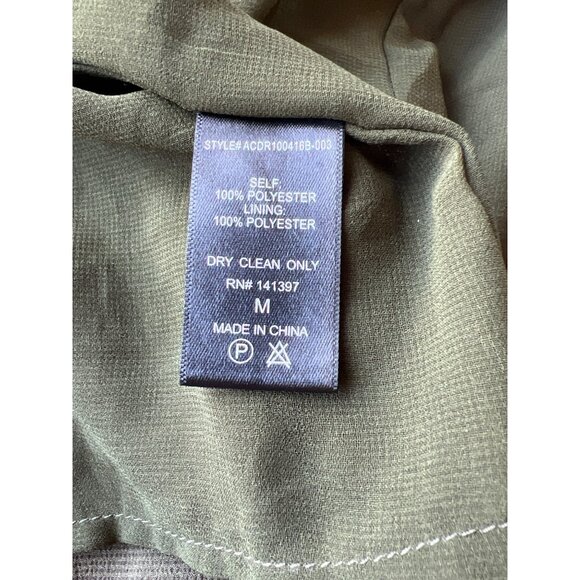 ASTR Satin Olive Green Midi Dress With Ruched Side Slit Adjustable Straps Size M - Picture 9 of 9